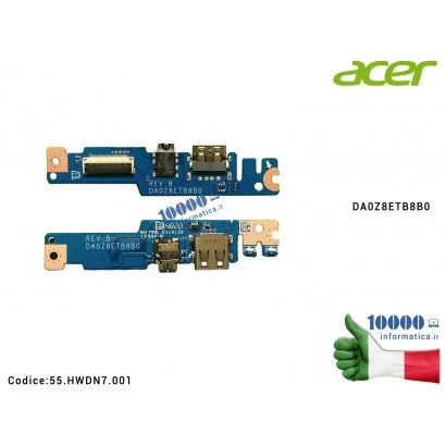 55.HWDN7.001 Scheda Porta USB Board Connettore Audio ACER Aspire A314-22 A314-22G A315-23 A315-23G A515-44 A515-44G DA0Z8ETB8...