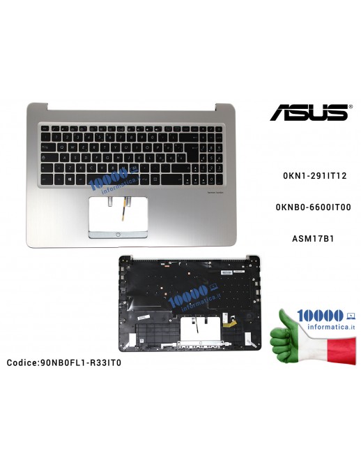 Tastiera Italiana Completa di Top Case Superiore (GRIGIO ARDESIA) ASUS VivoBook Pro 15 N580 N580V N580VD X580 X580V X580VD (SLAT