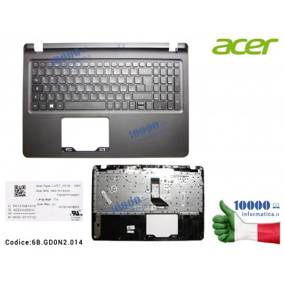 Tastiera Italiana Completa di Top Case Superiore ACER Aspire ES1-523 ES1-572 Extensa 2540 2560 EX2540 EX2560 [NERA] AP1NX000400P