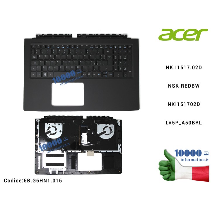 Tastiera Italiana Completa di Top Case Superiore ACER Aspire V15 Nitro VN7-592G [NERA] [LIGHT BAR RETROILLUMINATA] NK.I1517.02DN