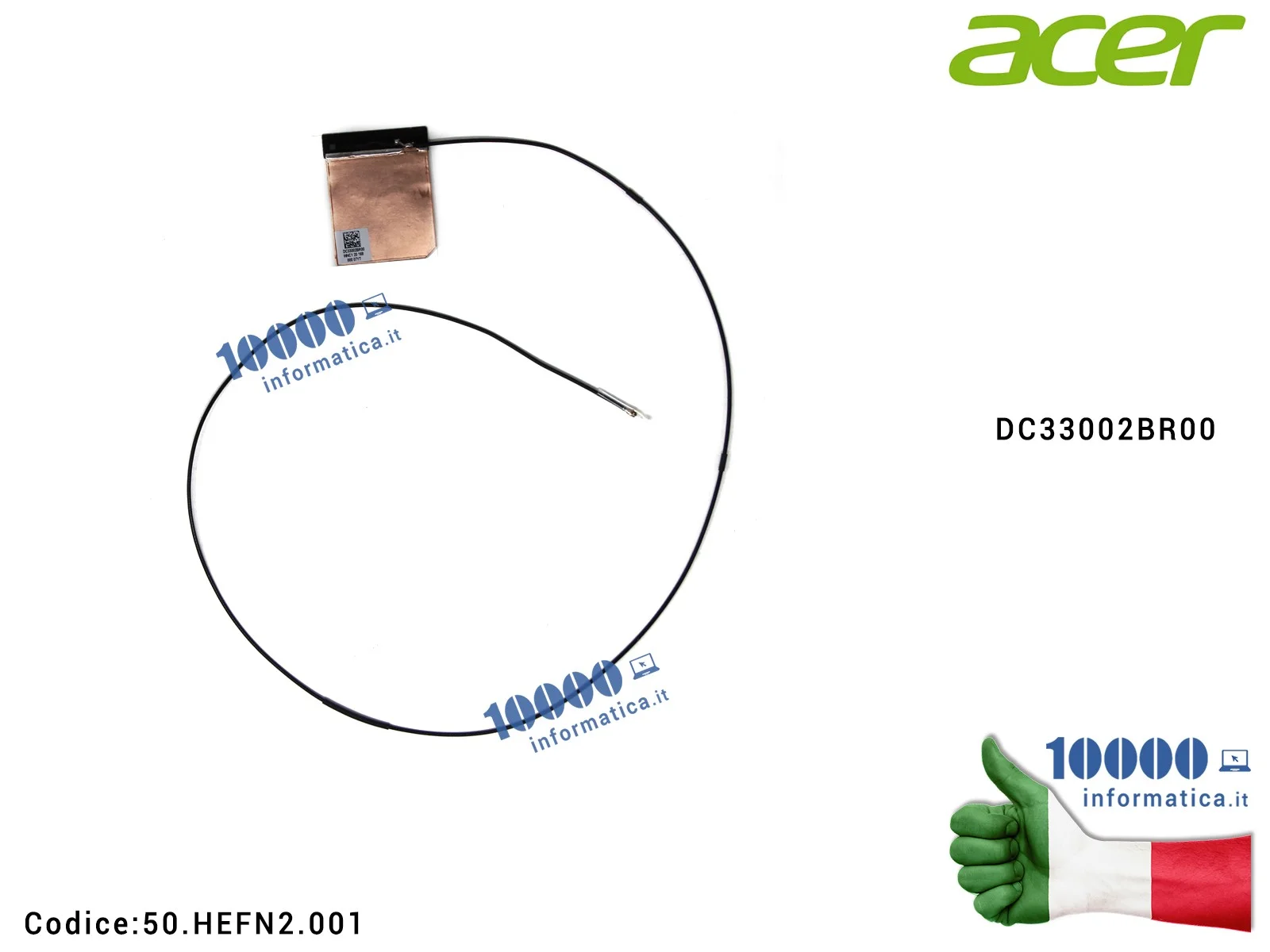 50.HEFN2.001 Cavo Antenna Wi-Fi WLAN Main (NERO) ACER Aspire A315-42 A315-42G A315-54 A315-54K Extensa 215-51 215-51G 215-51K...