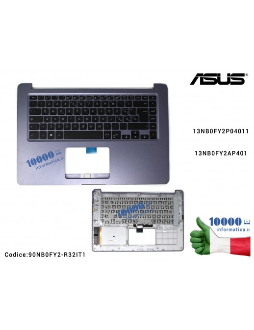 Tastiera Italiana Completa di Top Case Superiore ASUS VivoBook 15 X510 (Star Grey) X510U X510UA X510UQ X510UR 13NB0FY2P04011 13N