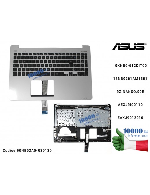 Tastiera Italiana Completa di Top Case Superiore ASUS VivoBook S551LA S551LB K551LB K551L S551L S551 A551LB A551L A551LN [SILVER