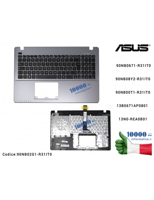 Tastiera Italiana Completa di Top Case Superiore ASUS [SILVER] F550C F550L F552CL F554L K550C K550J P550C P550L R510 X550C X550J