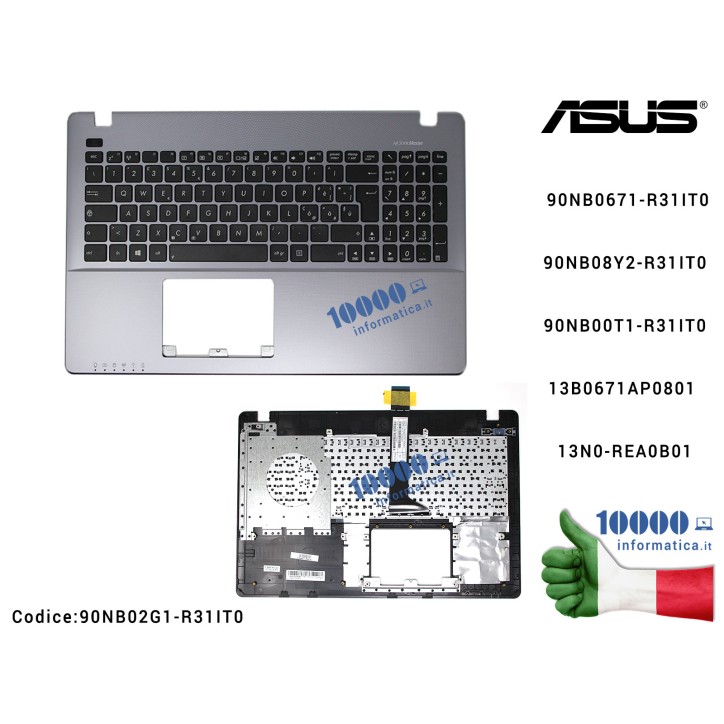 Tastiera Italiana Completa di Top Case Superiore ASUS [SILVER] F550C F550L F552CL F554L K550C K550J P550C P550L R510 X550C X550J