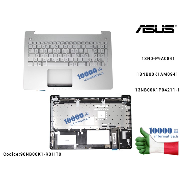 Tastiera Italiana Completa di Top Case Superiore ASUS [SILVER] G550J G550JK N550J N550JA N550JK N550JV N550JX N550LF Q550L Q550L