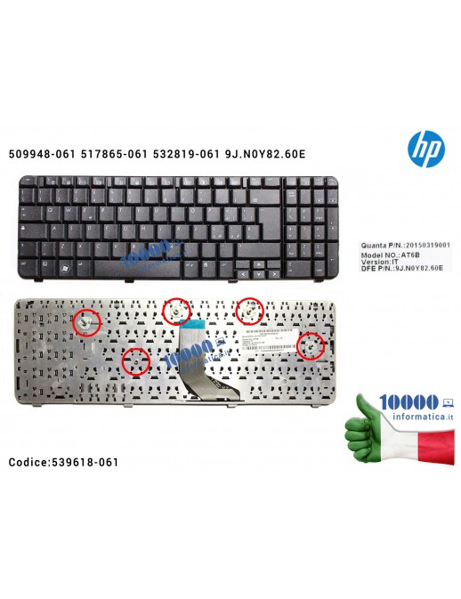 Tastiera Italiana HP CQ61 G61 Series 509948-061 517865-061 532819-061 539618-061 9J.N0Y82.60E 9J.N6P82.I6J85 AE0P6I00010