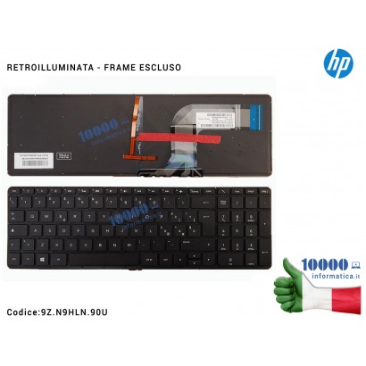 9Z.N9HLN.90U Tastiera Italiana HP Pavilion 15-K 15-P 15-V 15Z 17-F 17-K 17T 17Z RETROILLUMINATA (FRAME ESCLUSO) [LOGO WINDOWS 8]