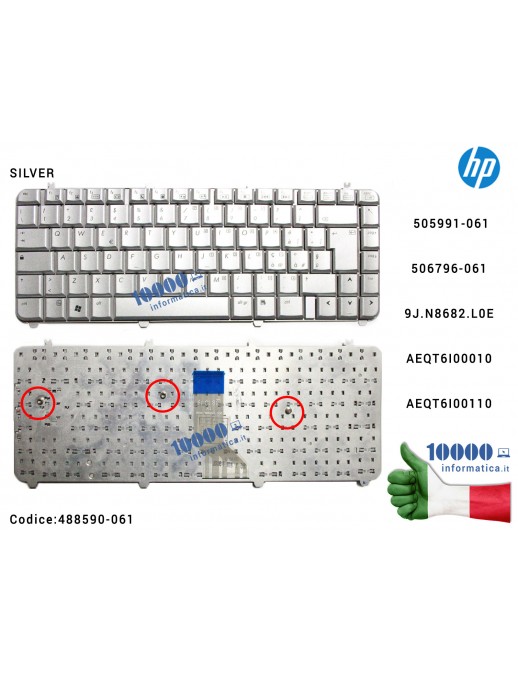 Tastiera Italiana HP Pavilion DV5-1000 DV5-1100 DV5-1200 DV5Z DV5T (SILVER) AEQT6I00010 MP-05586I06920 506796-061