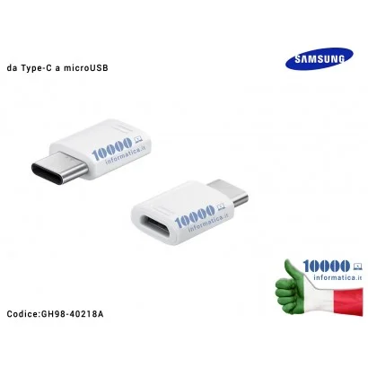 GH98-40218A Adattatore EE-GN930 da Type-C a microUSB SAMSUNG Galaxy S8 S8 Plus SM-G950F SM-G955F Galaxy A3 A5 2017 [BIANCO]