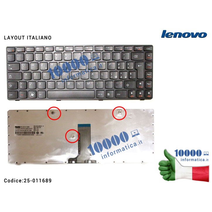 Tastiera Italiana LENOVO IdeaPad B470 G470 V470 PK130GL3A10 9Z.N5TSC.00E B60SC 25-011689