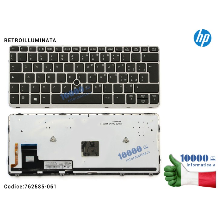 Tastiera Italiana Retroilluminata HP EliteBook 820 G1 720 G1 (FRAME SILVER) 730541-061 762585-061 776452-061 6037B0099406