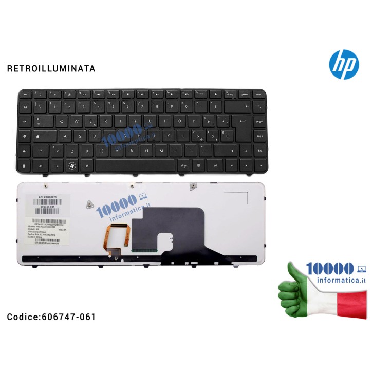Tastiera Italiana Retroilluminata HP Pavilion DV6-3000 DV6-3100 DV6-3200 606747-061 Tastiera Italiana Retroilluminata HP Pavilion DV6-3000 DV6-3100 DV6-3200 606747-061