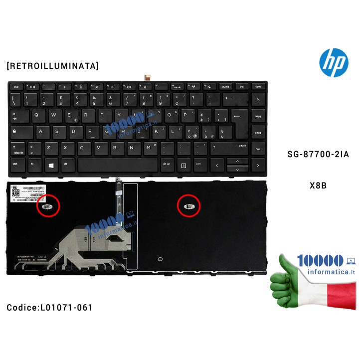Tastiera Italiana Retroilluminata HP ProBook 430 G5 440 G5 445 G5 SG-87700-2IA X8B L01071-061 Tastiera Italiana Retroilluminata HP ProBook 430 G5 440 G5 445 G5 SG-87700-2IA X8B L01071-061