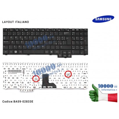 Tastiera Italiana SAMSUNG R540 P580 R530 RV510 R517 R523 R528 R618 R620 NP-R540 NP-P580 NP-R530 NP-RV510 CNBA5902833EB BA5902530
