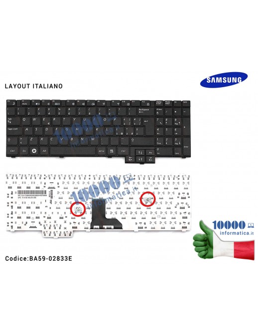 Tastiera Italiana SAMSUNG R540 P580 R530 RV510 R517 R523 R528 R618 R620 NP-R540 NP-P580 NP-R530 NP-RV510 CNBA5902833EB BA5902530