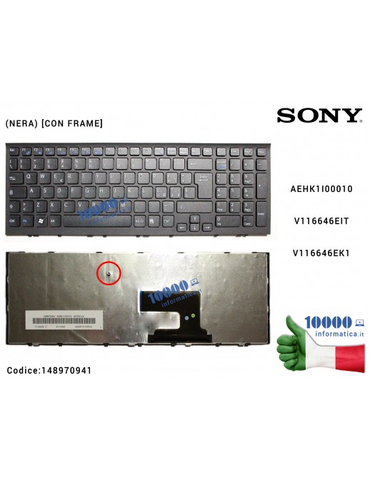 Tastiera Italiana SONY VPC-EH VPCEH PCG-71911M PCG-71811M (NERA) [CON FRAME] V116646EK1