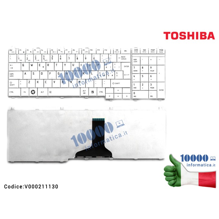 Tastiera Italiana TOSHIBA Satellite C650 C660 C670 L650 L670 L750 L755 (BIANCO)