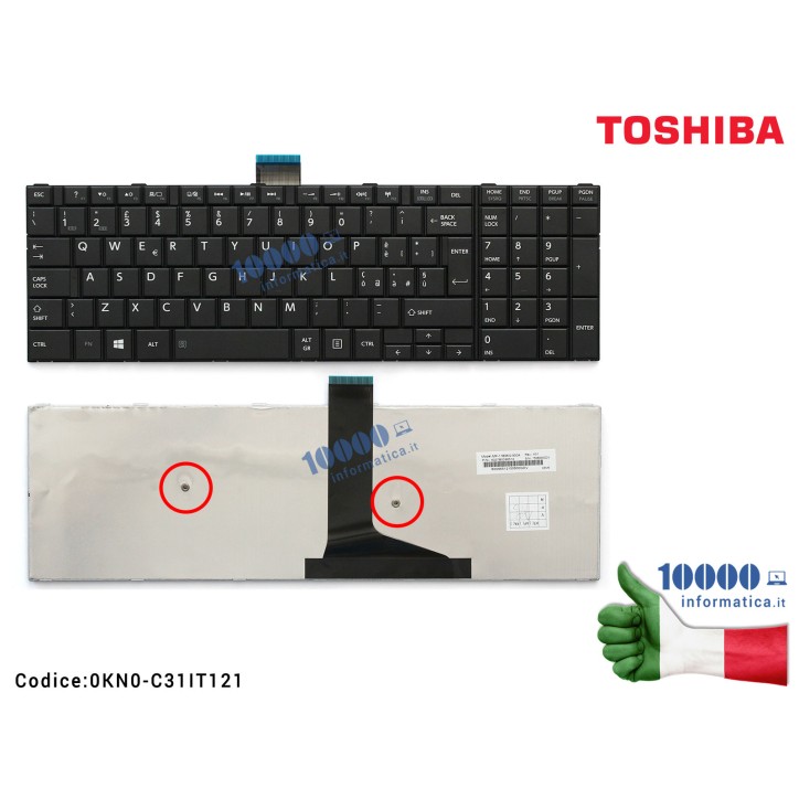 Tastiera Italiana TOSHIBA Satellite L50-A C70 S70 S50 S55 S50-A M50 C70-A (NERO) [SENZA FRAME]