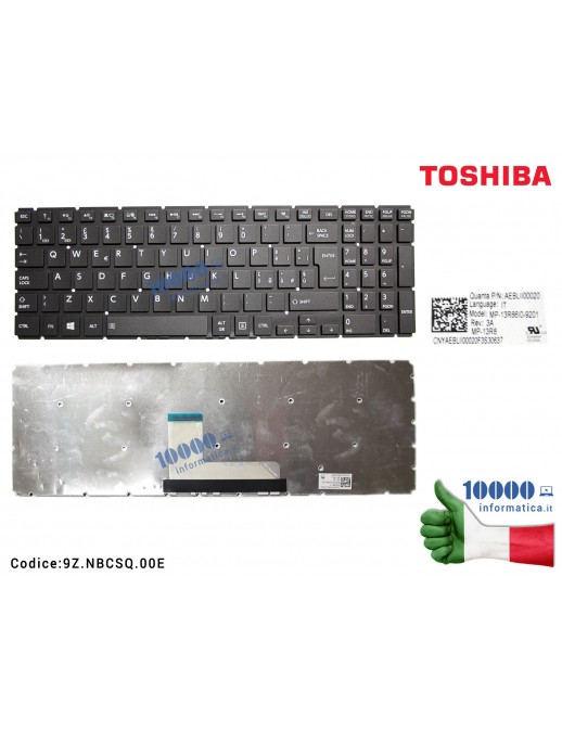 Tastiera Italiana TOSHIBA Satellite L50-B S50-B L50D-B L50T-B L50DT-B  S55-B S55T-B S55D-B (NERO) [SENZA FRAME]  V90SQ 0E