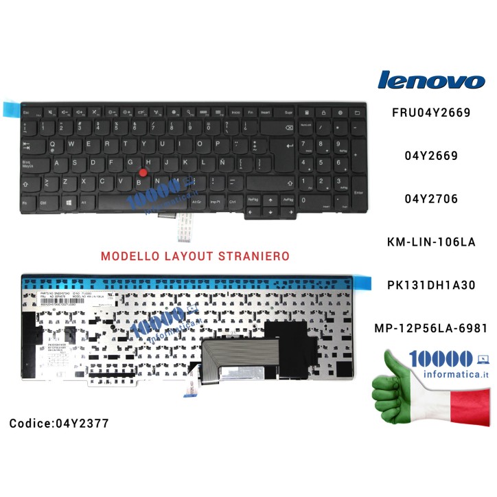 Tastiera Straniera LENOVO ThinkPad Edge E531 (6885) E540 (20C6) T540 04Y2669 4Y2669 04Y2706 [con PUNTATORE] 04Y2377