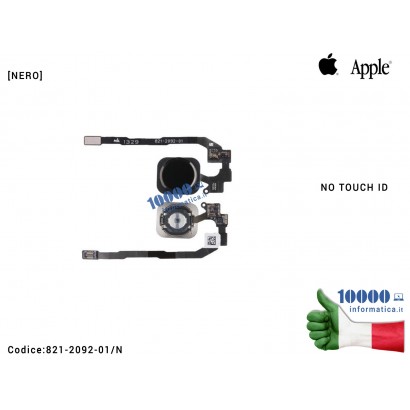 Tasto Home [NERO] Pulsante Centrale APPLE iPhone 5S (A1453) (A1518) (A1528) (A1530) (A1533) Flex Cable Ribbon Button [NO TOUCH I