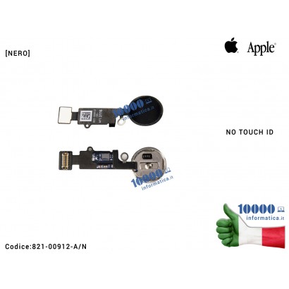 Tasto Home [NERO] Pulsante Centrale APPLE iPhone 7 7G (A1660) (A1778) (A1779) Flex Cable Ribbon Button [NO TOUCH ID]