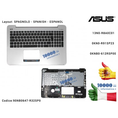 90NB0647-R32SP0 Teclado Espanol Completo de Top Case Superior [SILVER] ASUS X555LA F555LA X554LA X555LD A555L A555LD F555L F5...