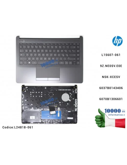 L24818-061 Tastiera Italiana Completa di Top Case Superiore Palmrest [Ash Silver] HP 14-CF 14-DK 14-CF000NL 14s-CF 14s-CF0000...