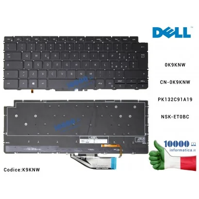 K9KNW Tastiera Italiana Retroilluminata DELL Inspiron 13 7390 2-IN-1 P113G P113G001 XPS 13 7390 [SENZA FRAME] 0K9KNW CN-0K9KN...