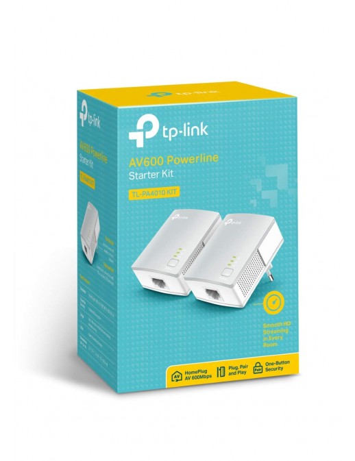 TP-Link TL-PA4010 Kit Powerline, AV600 Mbps su Powerline, 1 Porta Ethernet, Plug and Play, HomePlug AV, 2 Cavi Ethernet RJ45 Inc