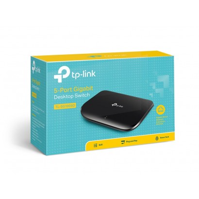 TP-Link TL-SG1005D Switch 5 Porte Gigabit, 10/100/1000 Mbps, Plug & Play, Nessuna Configurazione Richiesta, Struttura in Plastic
