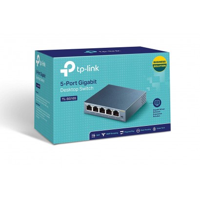 TP-Link TL-SG105 Switch 5 Porte Gigabit, 10/100/1000 Mbps, Plug & Play, Nessuna Configurazione Richiesta, Struttura in Acciaio