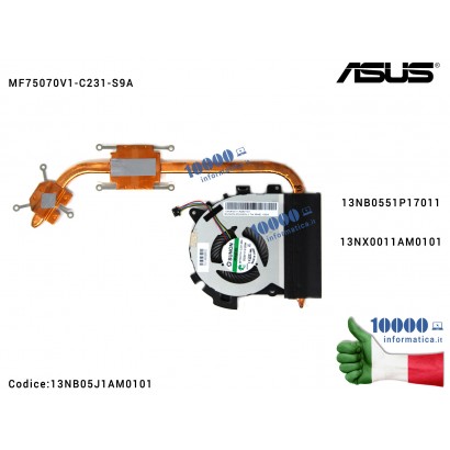 Ventola di Raffreddamento Fan CPU + Dissipatore Heatsink ASUS ASUSPRO ESSENTIAL PU551LD PU551LA 13NB0551P17011 MF75070V1-C231-S9
