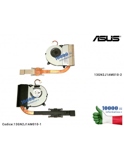 Ventola di Raffreddamento Fan CPU + Dissipatore Heatsink ASUS U32U U32V X32U U32J U32JC U32VJ U82U 13GN2J1AM010-2