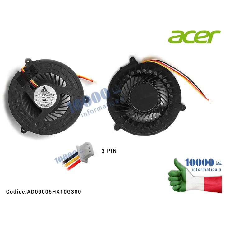 Ventola di Raffreddamento Fan CPU ACER Aspire 5350 5750 5750G 5755 V3-571G V3-551G [VERSIONE 2]