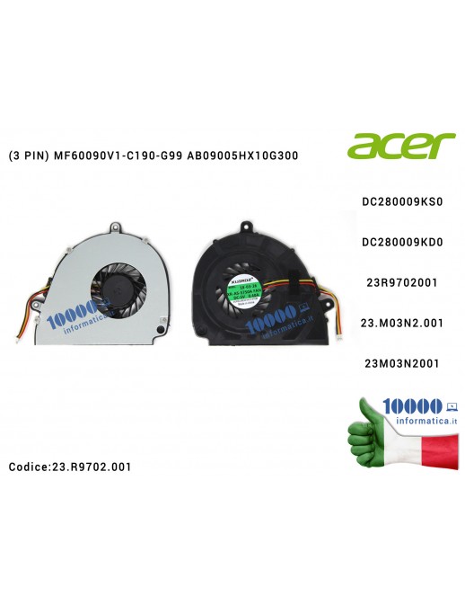 Ventola di Raffreddamento Fan CPU ACER Aspire 5750 5755 5350 5750G 5755G E1-531 E1-571 V3-531 V3-571 Packard Bell EasyNote TE11H