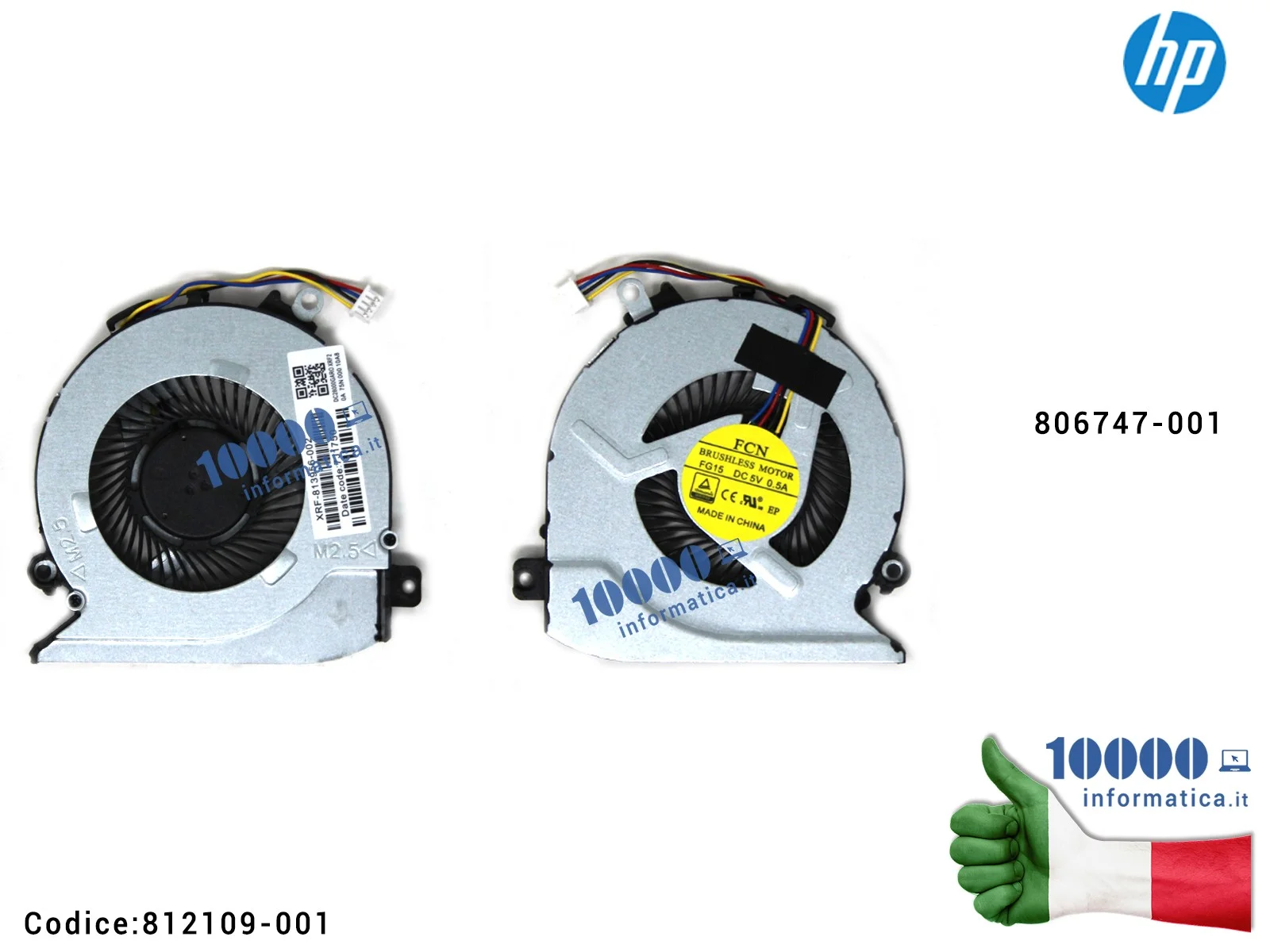 812109-001 Ventola Fan CPU HP Pavilion 17-G 17-S p/n 812109-001 806747-001 Ventola Fan CPU HP Pavilion 15Z-A 15-AB 15-AN 17-G...