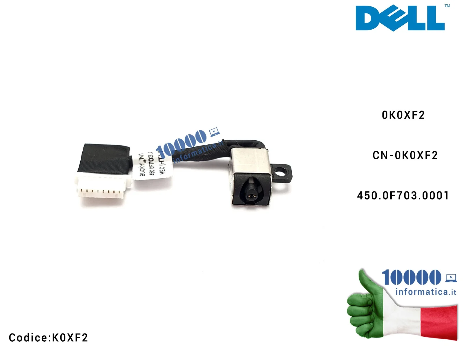 K0XF2 Connettore DC Power Jack PJ991 DELL Inspiron 5480 5481 5488 5490 5498 5580 5584 450.0F703.0001 K0XF2 0K0XF2 CN-0K0XF2