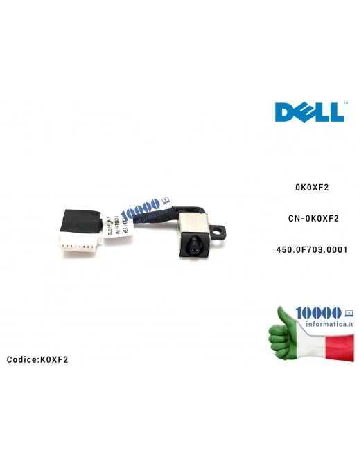 K0XF2 Connettore DC Power Jack PJ991 DELL Inspiron 5480 5481 5488 5490 5498 5580 5584 450.0F703.0001 K0XF2 0K0XF2 CN-0K0XF2
