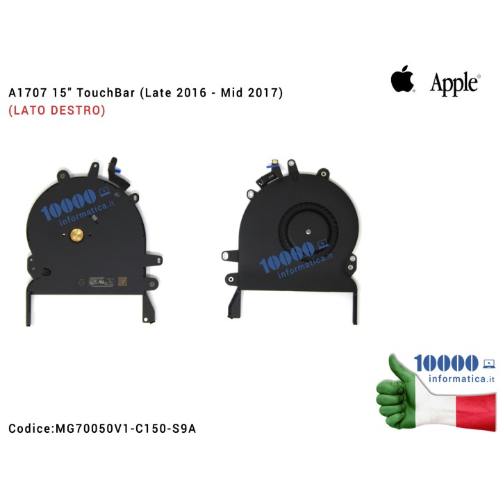 Ventola Fan APPLE [DX] MacBook Pro A1707 15" TouchBar (Late 2016 - Mid 2017) (LATO DESTRO)