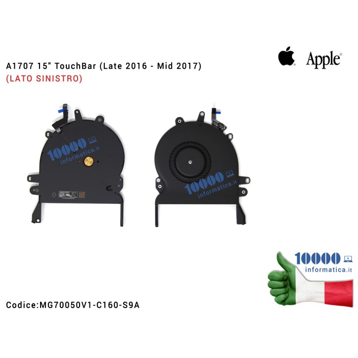 Ventola Fan APPLE [SX] MacBook Pro A1707 15" TouchBar (Late 2016 - Mid 2017) (LATO SINISTRO)