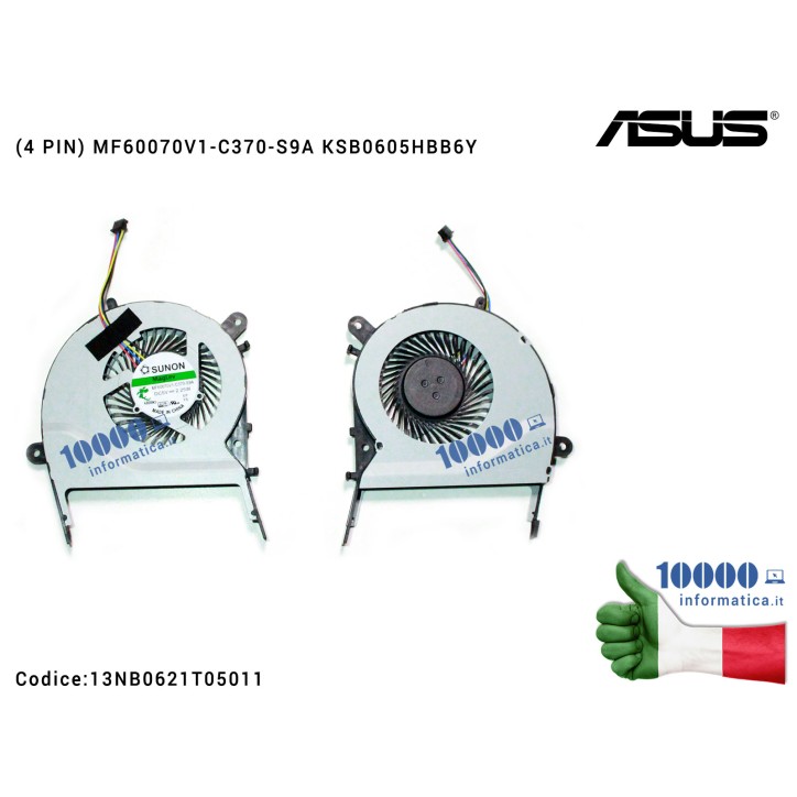 Ventola Fan CPU ASUS VivoBook X555LD F555L F555LB F555LD F555LF F555LN F555LP A455 A455L X455LD A555L X455 X555 K555 MF60070V1-C