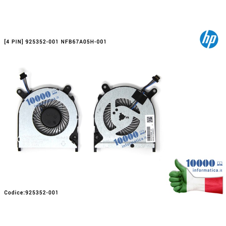 Ventola Fan CPU HP 246 G6 245 G6 240 G6 14-BS 14-BW TPN-Q187 [4 PIN]  DC28000GARO 813956-002 NFB67A05H-001