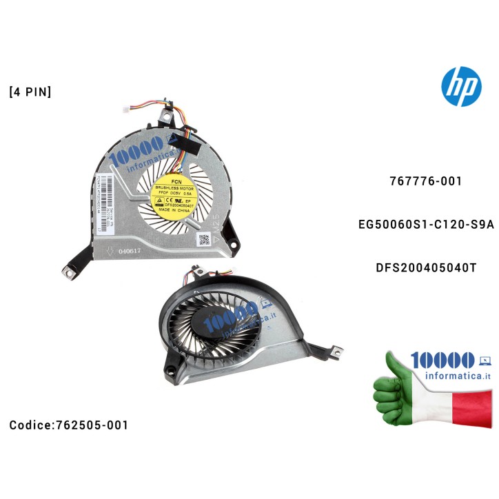 Ventola Fan CPU HP Pavilion 15-P Series 767776-001 DFS200405040T EG50060S1-C120-S9A Ventola Fan CPU HP Pavilion 15-P Series 767776-001 DFS200405040T EG50060S1-C120-S9A