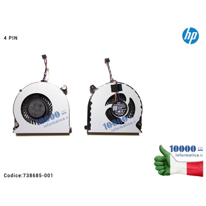 Ventola Fan CPU HP ProBook 640 G1 645 G1 650 G1 655 G1 (4 PIN) 738685-001 DFS501105PR0T 6033B0034401