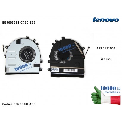 Ventola Fan CPU LENOVO IdeaPad U31-70 E31-70 E31-80 E51 500S-13ISK DC28000FYS0 DC28000FZD0 5F10J31003 EG50050S1-C760-S99 WKG29 D