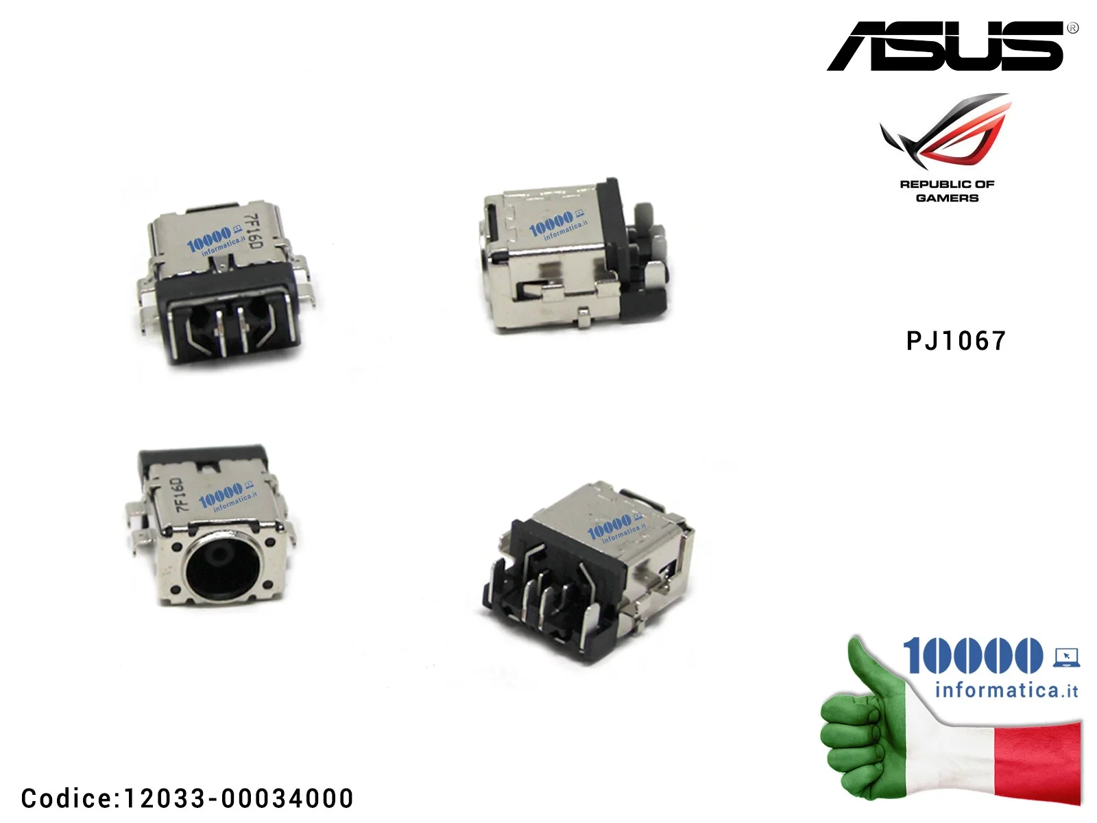 12033-00034000 Connettore DC Power Jack PJ1067 ASUS ROG Strix SCAR GL503V GL503VS GL702ZC 12033-00033600 12033-00034000