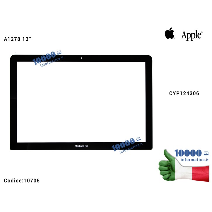 Vetro Schermo APPLE MacBook Pro A1278 13'' Front Glass Bezel Cornice Anteriore CYP124306 Vetro Schermo APPLE MacBook Pro A1278 13'' Front Glass Bezel Cornice Anteriore CYP124306