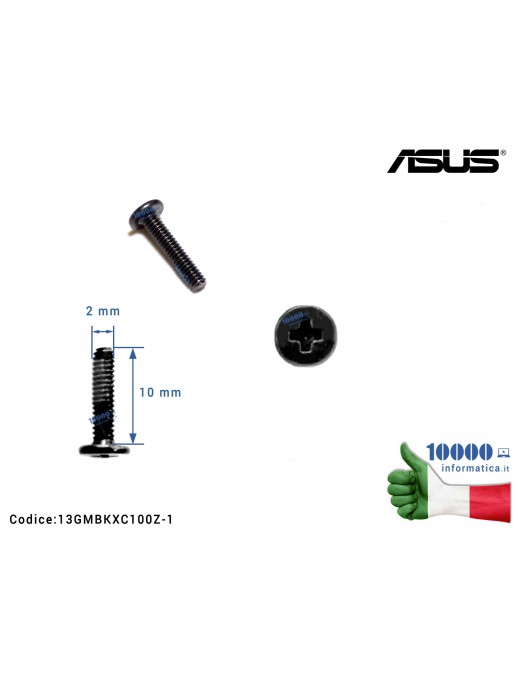 Vite di Fissaggio Notebook [M2*10L (K) B-ZN NY] (1 PZ) ASUS A555LD F302LA F553MA F555LA F555LD F556U G750J K501 N56V X451M X555L
